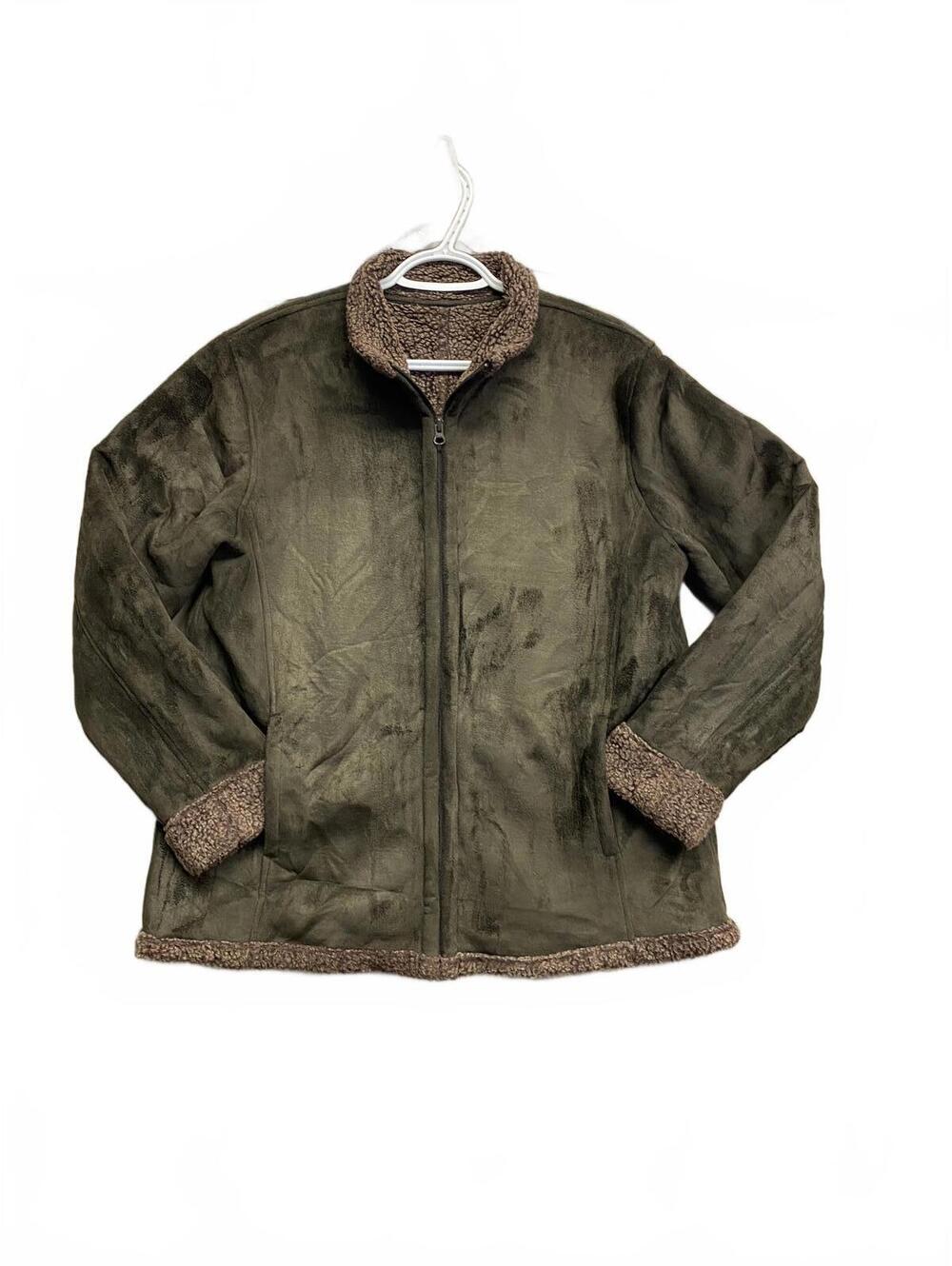 Hawkshead Women's Olive Green Faux Suede Shearling Lined Jacket Size 18